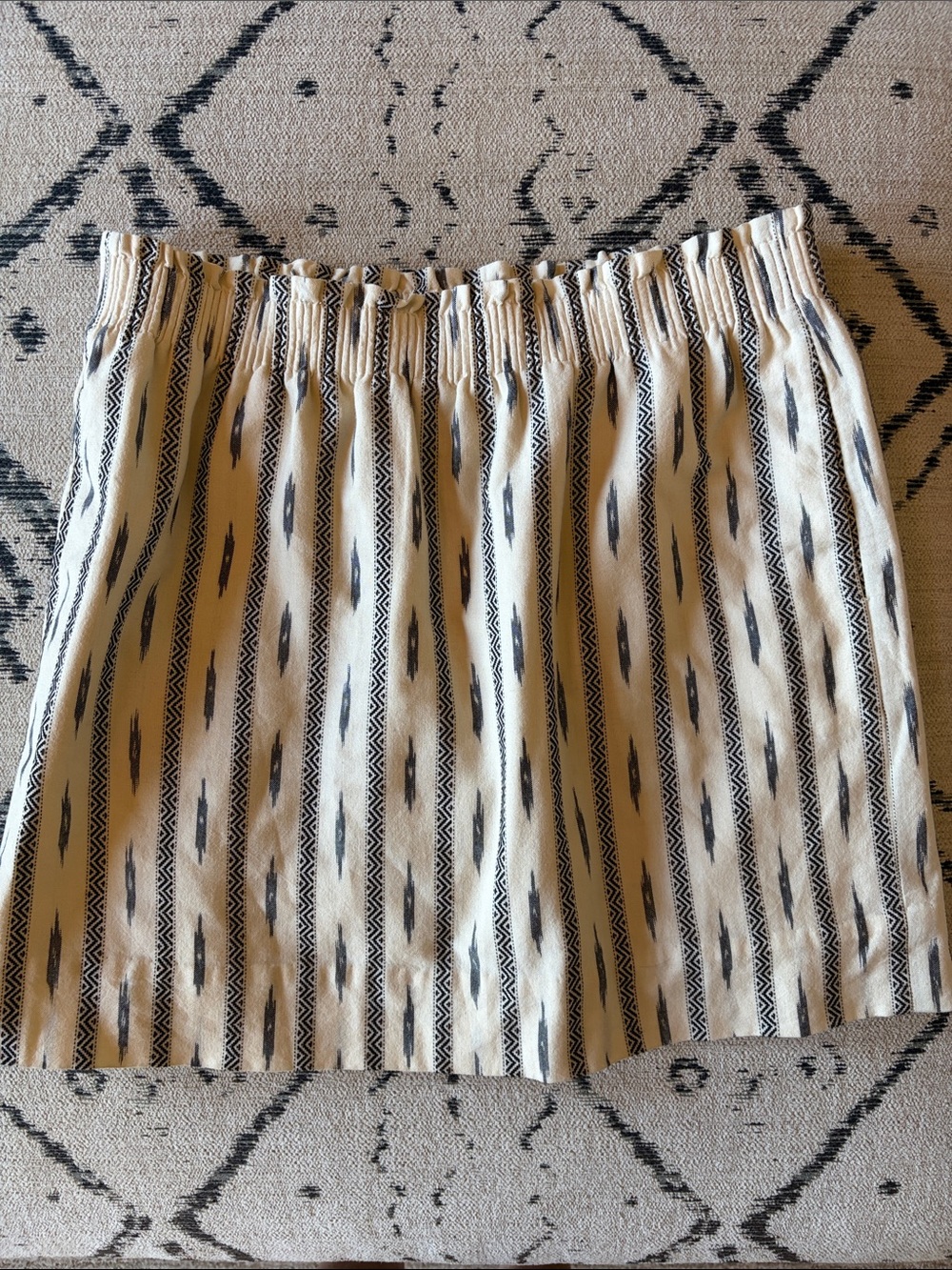 J Crew Ikat Cotton Print Elastic Skirt Pockets, Size L